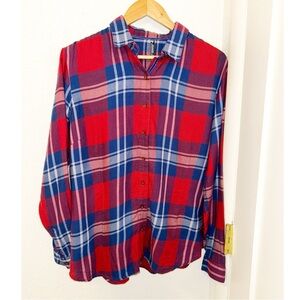 KUHL Kamila Flannel buttons down Shirt in Bold Red & Cobalt Blue SZ: Large